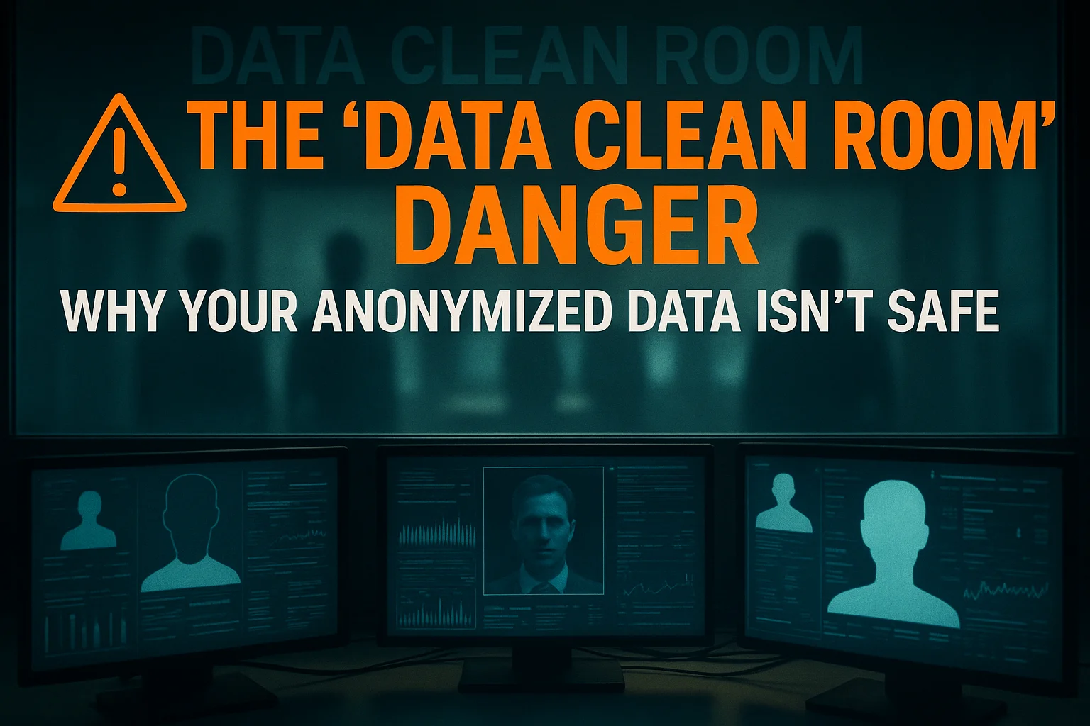 Corporate data clean room facility with security risks highlighted