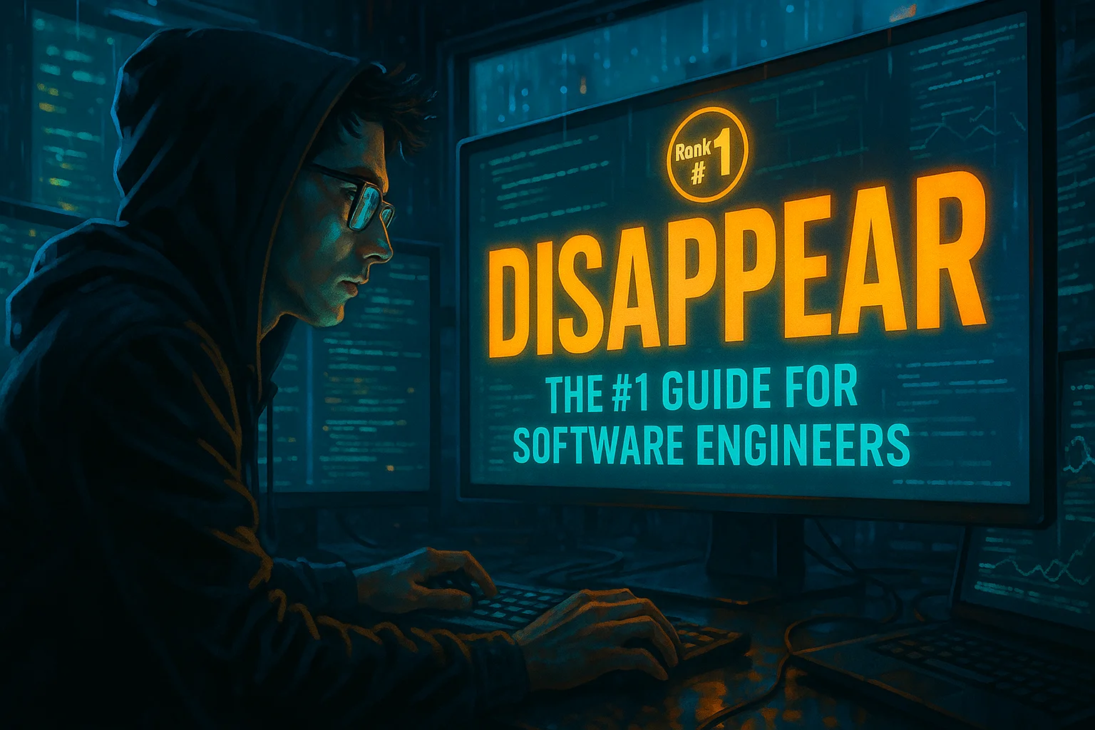 Software developer coding on laptop with digital privacy shield protecting against GitHub breaches, API key theft, and data broker exposure