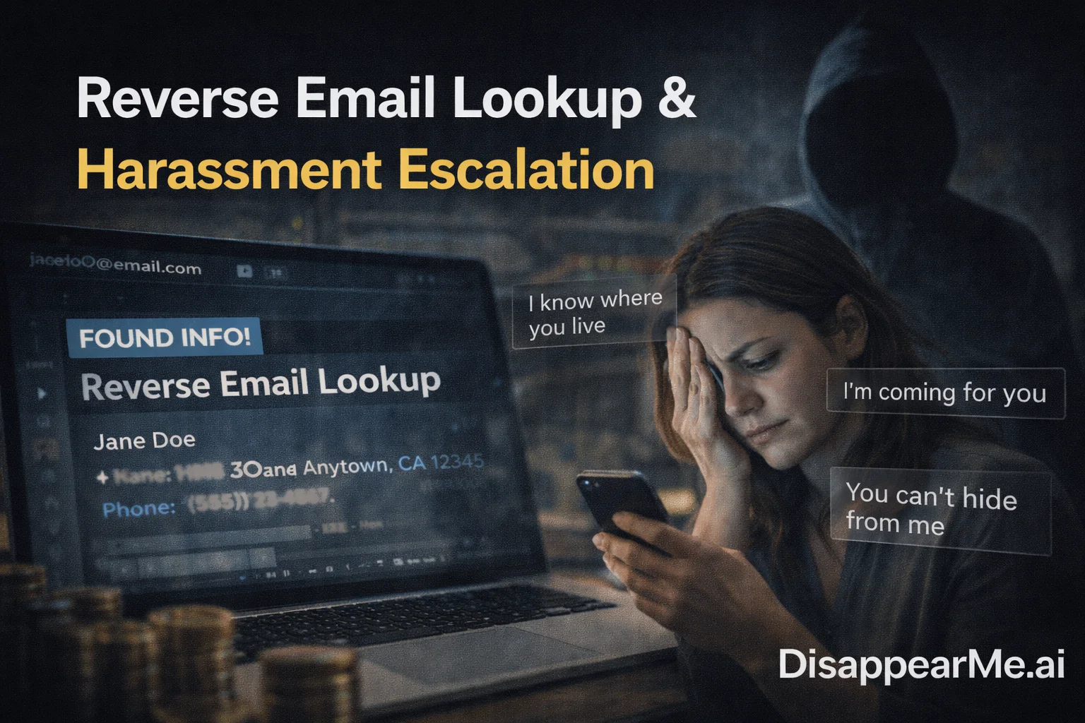 Reverse email lookup harassment cyberstalking victim protection