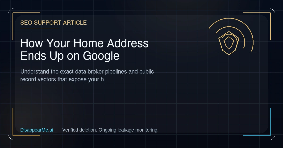 Diagram illustrating the data pipeline from public records and app permissions to data brokers and Google search results.