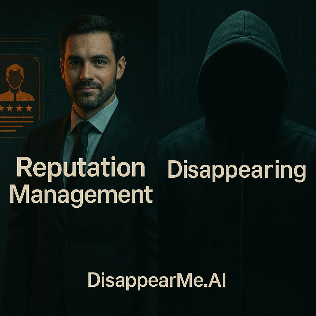 Professional considering reputation management strategy vs disappearing approach