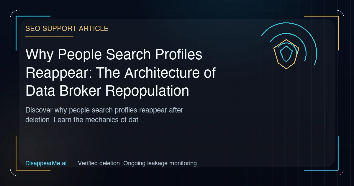 Diagram showing the cyclical data broker acquisition process and how profiles reappear online.
