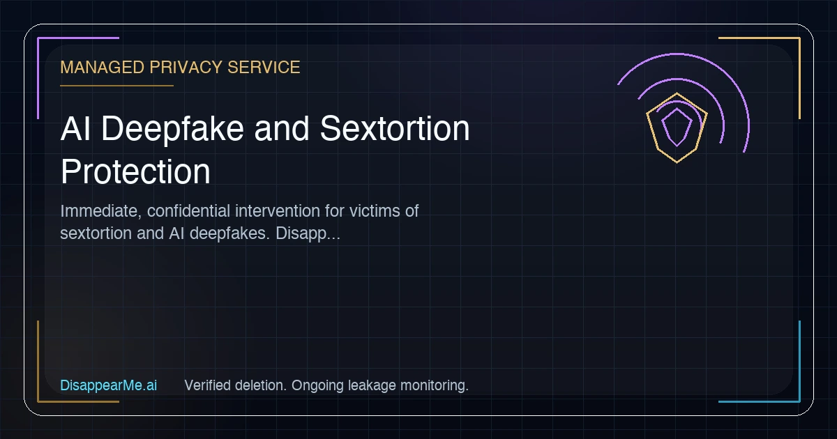 A secure digital shield protecting personal identity data from AI deepfake and sextortion threats